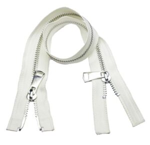 2pcs #5 38inch two way separating zippers(open-end zipper) for jackets sewing coats crafts,silver metal zippers bulk（white belt-38in 2pcs）