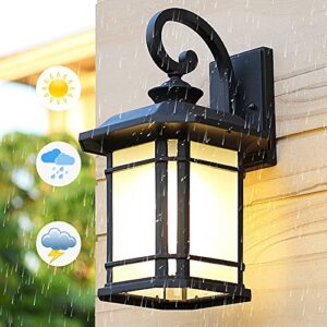 Wall Light, Wall Sconces, European Black Outdoor Waterproof Wall Lantern Die-cast Aluminum Matte Lamp Body Wall Sconce Soft Frosted Glass Lampshade Wall Light Fixtures Shop Coffee Shop Restaurant Ligh