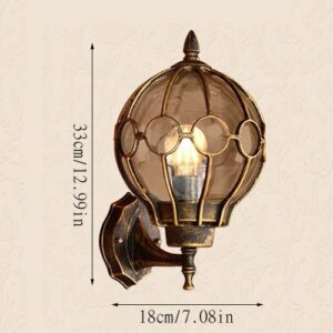 He-shop LED Indoor Wall Light, European Retro Industry Round Outdoor Waterproof Wall Lantern Wall Sconce Security Light Complete with Glass Lampshade Outdoor Waterproof Wall Light Socket