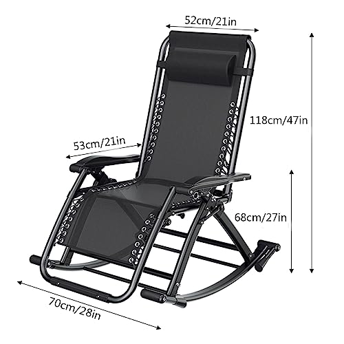 OQHAIR Front Porch Rocking Chair, Outdoor Rocking Chair, Rocking Chair, Armchair, Rocking Chair with headrest, Extra Long with footrest, for Leisure and Home use, Suitable for Bedroom, Office