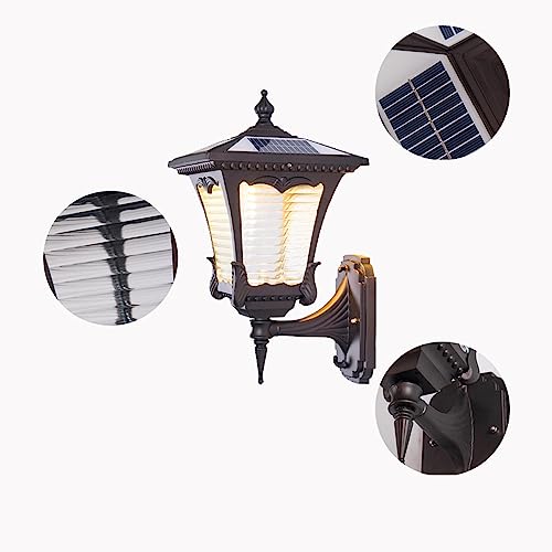 MADBLR7 Aluminum Solar Outdoor Wall Light with Glass Lantern Antique Wall Sconce Outdoor Lamp Waterproof Porch Light for Garage Front Door