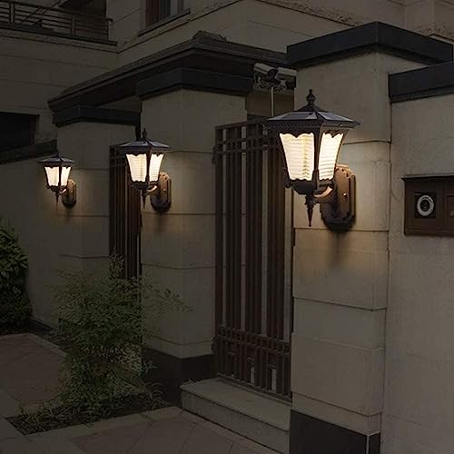 MADBLR7 Aluminum Solar Outdoor Wall Light with Glass Lantern Antique Wall Sconce Outdoor Lamp Waterproof Porch Light for Garage Front Door