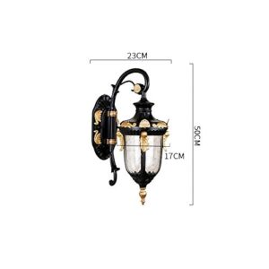 PEHUB Vintage Outdoor Wall Light Rustic Oil Rubbed Gloden Porch Garage Wall Lamp Waterproof Anti-Rust Lightings Glass Shade Exterior Sconces Patio Wall Sconce House Deck Lantern E26 Base Exterior Ligh