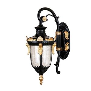 PEHUB Vintage Outdoor Wall Light Rustic Oil Rubbed Gloden Porch Garage Wall Lamp Waterproof Anti-Rust Lightings Glass Shade Exterior Sconces Patio Wall Sconce House Deck Lantern E26 Base Exterior Ligh