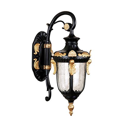 PEHUB Vintage Outdoor Wall Light Rustic Oil Rubbed Gloden Porch Garage Wall Lamp Waterproof Anti-Rust Lightings Glass Shade Exterior Sconces Patio Wall Sconce House Deck Lantern E26 Base Exterior Ligh