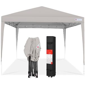 best choice products 10x10ft pop up canopy outdoor portable folding instant lightweight gazebo shade tent w/adjustable height, wind vent, carrying bag - gray