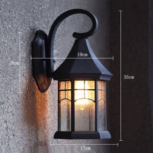 PEHUB Vintage Outdoor Waterproof and Dustproof Black Wall Lamp Sconce Antique Retro Staircase Hallway Exterior Wall Patio Courtyard Garden Wall Lantern Wall Light Exterior Light Fixture