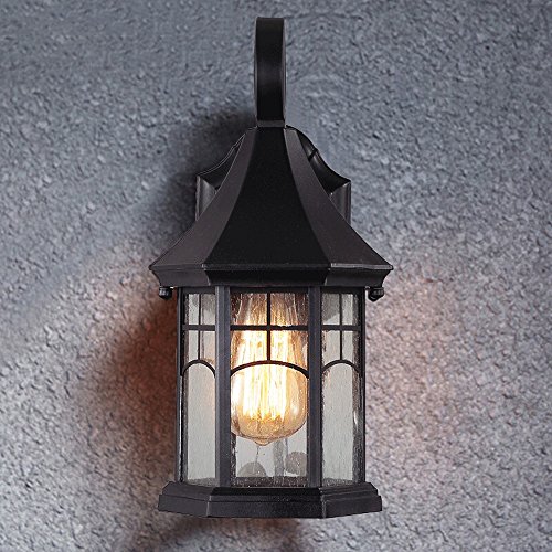 PEHUB Vintage Outdoor Waterproof and Dustproof Black Wall Lamp Sconce Antique Retro Staircase Hallway Exterior Wall Patio Courtyard Garden Wall Lantern Wall Light Exterior Light Fixture