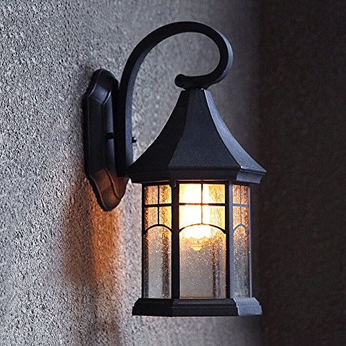 PEHUB Vintage Outdoor Waterproof and Dustproof Black Wall Lamp Sconce Antique Retro Staircase Hallway Exterior Wall Patio Courtyard Garden Wall Lantern Wall Light Exterior Light Fixture