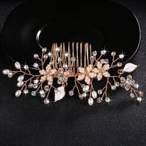 zjhyxyh wedding hair jewelry crystal peals hair combs hair clips accessories handmade women head ornaments (color : d, size : 15 * 5.5cm)