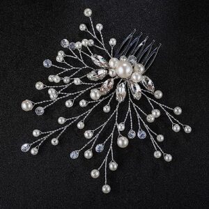zjhyxyh wedding ivory white peals hair combs bridal hairpins for women rhinestone ornaments jewelry hairpiece