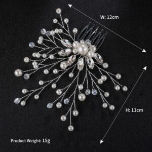 ZJHYXYH Wedding Ivory White Peals Hair Combs Bridal Hairpins for Women Rhinestone Ornaments Jewelry Hairpiece