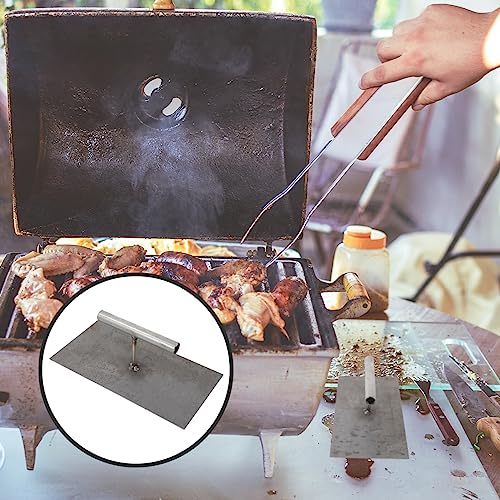 INOOMP Metal Burger Press Grill Press Handle Burger Press Rectangle Grill Press Kitchen Burger Maker Griddle Accessories Kit for Flat Top Griddle Grill Cooking 20 * 10cm