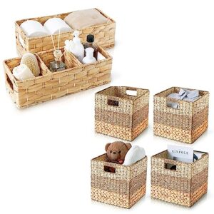 chi an home wicker hyacinth storage cubes + bathroom baskets