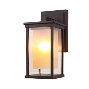 pehub simple outdoor porch wall sconce garden exterior wall sconce light fixtures waterproof outside wall lantern lighting black aluminum square frame with clear glass creative shape lamp exterior lig