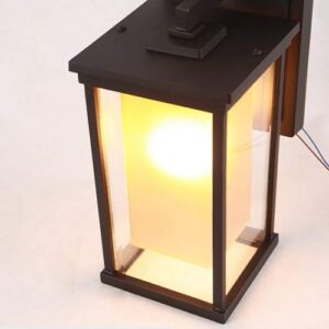 PEHUB Simple Outdoor Porch Wall Sconce Garden Exterior Wall Sconce Light Fixtures Waterproof Outside Wall Lantern Lighting Black Aluminum Square Frame with Clear Glass Creative Shape Lamp Exterior Lig