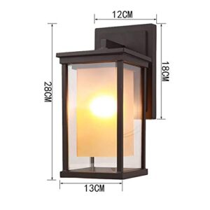 PEHUB Simple Outdoor Porch Wall Sconce Garden Exterior Wall Sconce Light Fixtures Waterproof Outside Wall Lantern Lighting Black Aluminum Square Frame with Clear Glass Creative Shape Lamp Exterior Lig