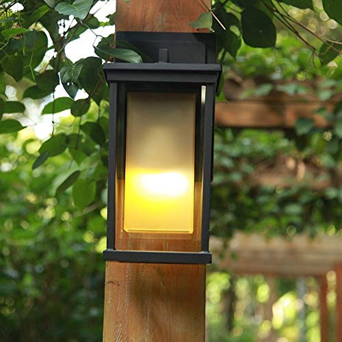 PEHUB Simple Outdoor Porch Wall Sconce Garden Exterior Wall Sconce Light Fixtures Waterproof Outside Wall Lantern Lighting Black Aluminum Square Frame with Clear Glass Creative Shape Lamp Exterior Lig