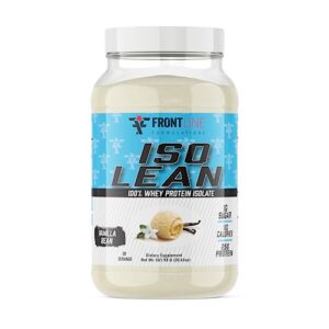 frontline formulations isolean, 100% whey protein isolate, fast absorption, iso lean, low sugar, maximize recovery, 25 grams per serving, veteren owned and operated (28 servings, vanilla bean)