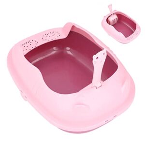 open top cat litter box with scoop,kitty litter pan prevent sand leakage,waterproof sifting box for small cats,durable removable,for cats dogs small pets(pink)
