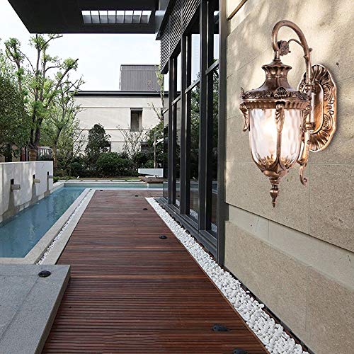 PEHUB Outdoor Exterior Wall Mounted Light Waterproof Patio Porch Aisle Wall Sconce Advanced Retro Industry E27 Edison Metal Wall Lamp Fixture Upgrade Brass Color Surface Retro Wall Light Exterior Ligh