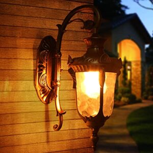 Wall Light, Wall Sconces, European Retro Aisle Garden Light, Anti-Corrosion and Anti-Rust Wall Light, Outdoor Sconce Light, Aluminum Engraving Wall Light,Compatible with Patio, Terrace, Hallway, Porch