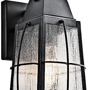 NygrAd Tolerand 12" 1 Light Textured Black Outdoor Wall Sconce with Clear Seeded Glass