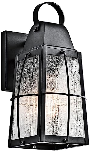 NygrAd Tolerand 12" 1 Light Textured Black Outdoor Wall Sconce with Clear Seeded Glass