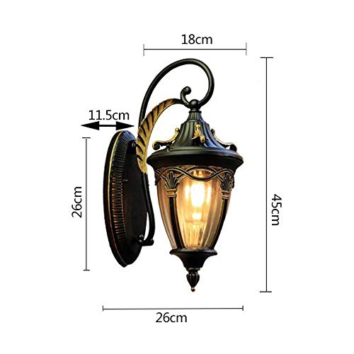 PEHUB Outdoor Wall Light Fixture, Industrial Vintage Sweep Black Metal Wall Sconce, IP65 Waterproof Porch Light Wall Lamp for Garden & Patio, E26/E27 Socket Exterior Light Fixture