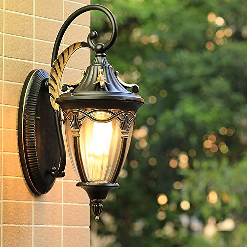 PEHUB Outdoor Wall Light Fixture, Industrial Vintage Sweep Black Metal Wall Sconce, IP65 Waterproof Porch Light Wall Lamp for Garden & Patio, E26/E27 Socket Exterior Light Fixture