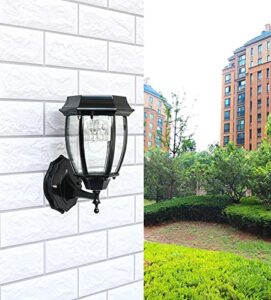 dakwa solar outdoor wall porch light waterproof wall lighting with clear glass shade wall sconce for house, garage, entryway (color : black, size : height:10.6inch)