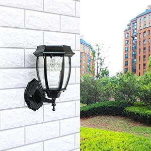 DAKWA Solar Outdoor Wall Porch Light Waterproof Wall Lighting with Clear Glass Shade Wall Sconce for House, Garage, Entryway (Color : Black, Size : Height:10.6inch)