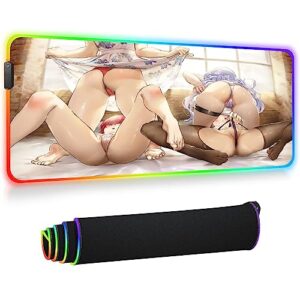 mouse pads led cute anime girl mouse mat gaming accessories extended rgb computer keyboard mat xl large pc gaming desk pad with lock edge 900x400mm