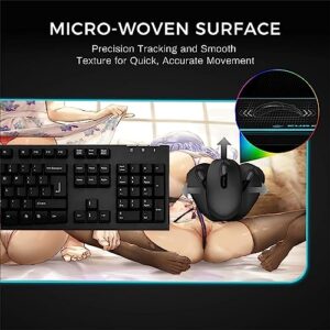 Mouse Pads Led Cute Anime Girl Mouse Mat Gaming Accessories Extended RGB Computer Keyboard Mat XL Large Pc Gaming Desk Pad with Lock Edge 900X400Mm