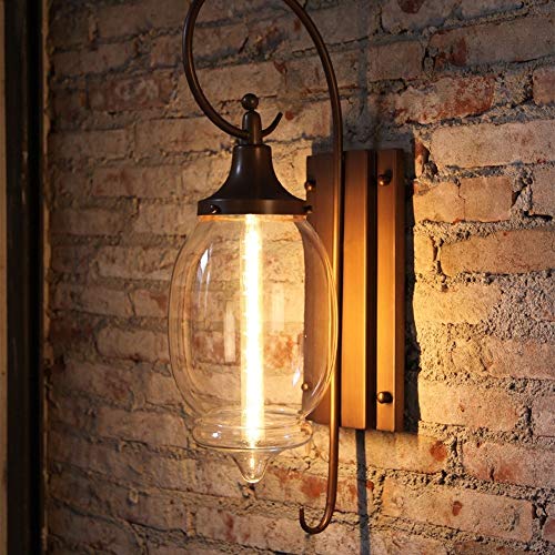 PEHUB Creative Transparent Glass Exterior Wall Lamp Indoor and Outdoor Lighting Hardware Wall Sconce Gooseneck Wall Light Country Loft Aisle Farmhouse Porch Warehouse Door Wall Lamp Exterior Light Fix