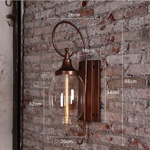 PEHUB Creative Transparent Glass Exterior Wall Lamp Indoor and Outdoor Lighting Hardware Wall Sconce Gooseneck Wall Light Country Loft Aisle Farmhouse Porch Warehouse Door Wall Lamp Exterior Light Fix