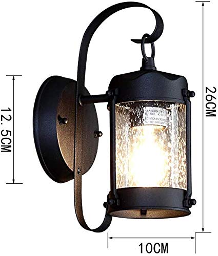 PEHUB Minimalism Creative Industrial Wall Lamp Outdoor Waterproof Wall Light Glass Shade Cylindrical Wall Lantern with E27 Socket Garden Courtyard Porch Wall Sconce Exterior Light Fixture