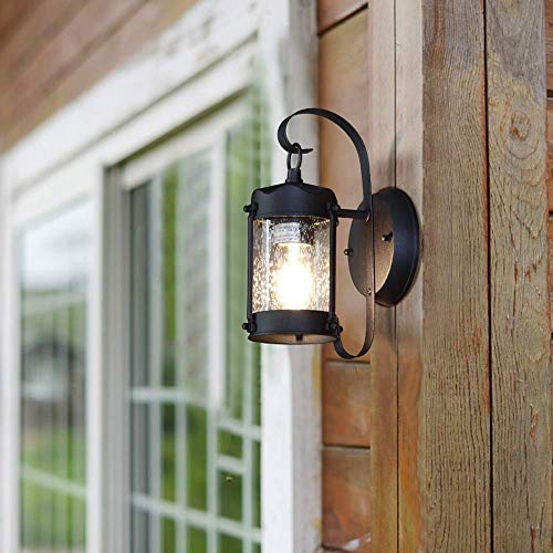 PEHUB Minimalism Creative Industrial Wall Lamp Outdoor Waterproof Wall Light Glass Shade Cylindrical Wall Lantern with E27 Socket Garden Courtyard Porch Wall Sconce Exterior Light Fixture