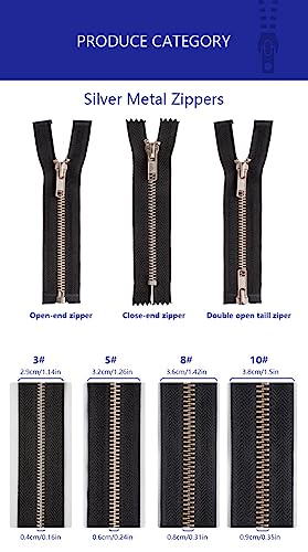 1PCS #8 30inch Two Way Separating Zippers(Open-end Zipper) for Jackets Sewing Coats Crafts,Silver Metal Teeth（Grey Belt-30in 1PCS）