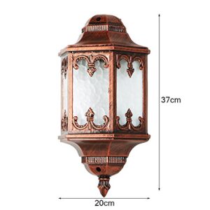 PEHUB Antique Red Bronze Outdoor Waterproof And Rainproof Metal Wall Sconce Lights Luxurious Classical Single Head E27 LED Wall Lamp Antirust Aluminum Wall Lighting for Patio Garden Villa Exterior Lig