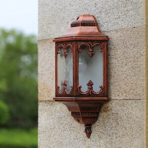 PEHUB Antique Red Bronze Outdoor Waterproof And Rainproof Metal Wall Sconce Lights Luxurious Classical Single Head E27 LED Wall Lamp Antirust Aluminum Wall Lighting for Patio Garden Villa Exterior Lig