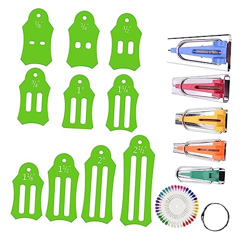 COHEALI 1 Set Pin Bag Folding Bias Strips Set Fabric Bias Tape Maker Sewing Quilting Tools Carpet Tools Carpet Tape Rug Set Fabric Sewing Maker Quilting Tool Kit Bias Tape Maker Tool Green