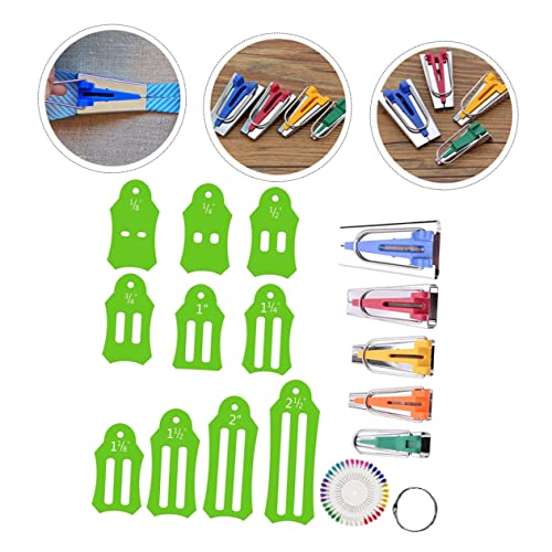 COHEALI 1 Set Pin Bag Folding Bias Strips Set Fabric Bias Tape Maker Sewing Quilting Tools Carpet Tools Carpet Tape Rug Set Fabric Sewing Maker Quilting Tool Kit Bias Tape Maker Tool Green