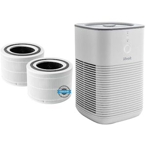 levoit core 300 air purifier replacement filter, white, 2 count (pack of 1) & air purifier for home bedroom, hepa fresheners filter small room cleaner, 1 pack, white