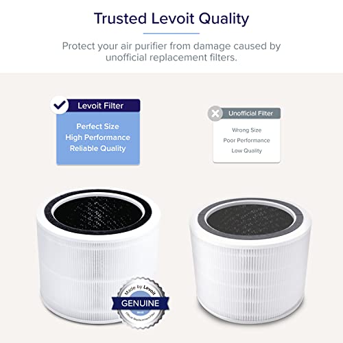 LEVOIT Air Purifier Replacement Filter, 3-in-1 True HEPA, 2 Pack, White & Air Purifiers for Bedroom Home, HEPA Filter Cleaner with Fragrance Sponge, White