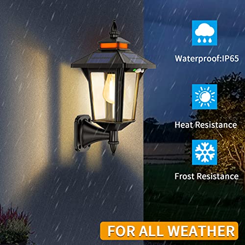 Aqonsie Solar Porch Lights Outdoor with 3 Lighting Modes & Motion Sensor, Elegant Solar Barn Lights Outdoor Waterproof Solar Wall Sconce Lights, Solar Lanterns for Barn Shed Yard Garage Chicken Coop