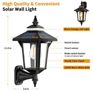 Aqonsie Solar Porch Lights Outdoor with 3 Lighting Modes & Motion Sensor, Elegant Solar Barn Lights Outdoor Waterproof Solar Wall Sconce Lights, Solar Lanterns for Barn Shed Yard Garage Chicken Coop