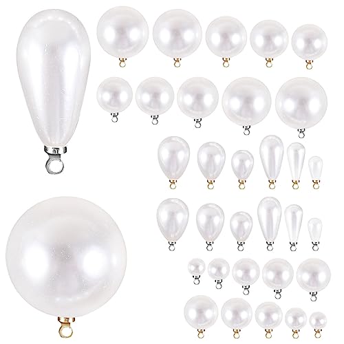 EXCEART Faux Pearl Charms Pendants 60Pcs DIY Elegant Imitation Peal Charms Beads for Earrings Bracelets Bangle Necklace Phone Case Hair Clip Craft Jewelry Making