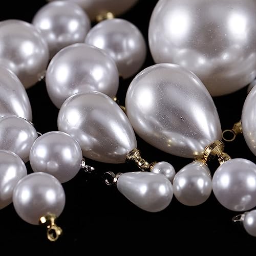EXCEART Faux Pearl Charms Pendants 60Pcs DIY Elegant Imitation Peal Charms Beads for Earrings Bracelets Bangle Necklace Phone Case Hair Clip Craft Jewelry Making