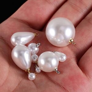 EXCEART Faux Pearl Charms Pendants 60Pcs DIY Elegant Imitation Peal Charms Beads for Earrings Bracelets Bangle Necklace Phone Case Hair Clip Craft Jewelry Making